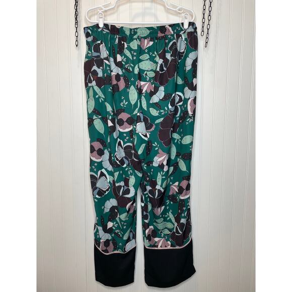 NWT Eloquii Teal Green Floral High Waisted Pull on Flowy Boho Pants Plus Size 16 - Picture 2 of 7